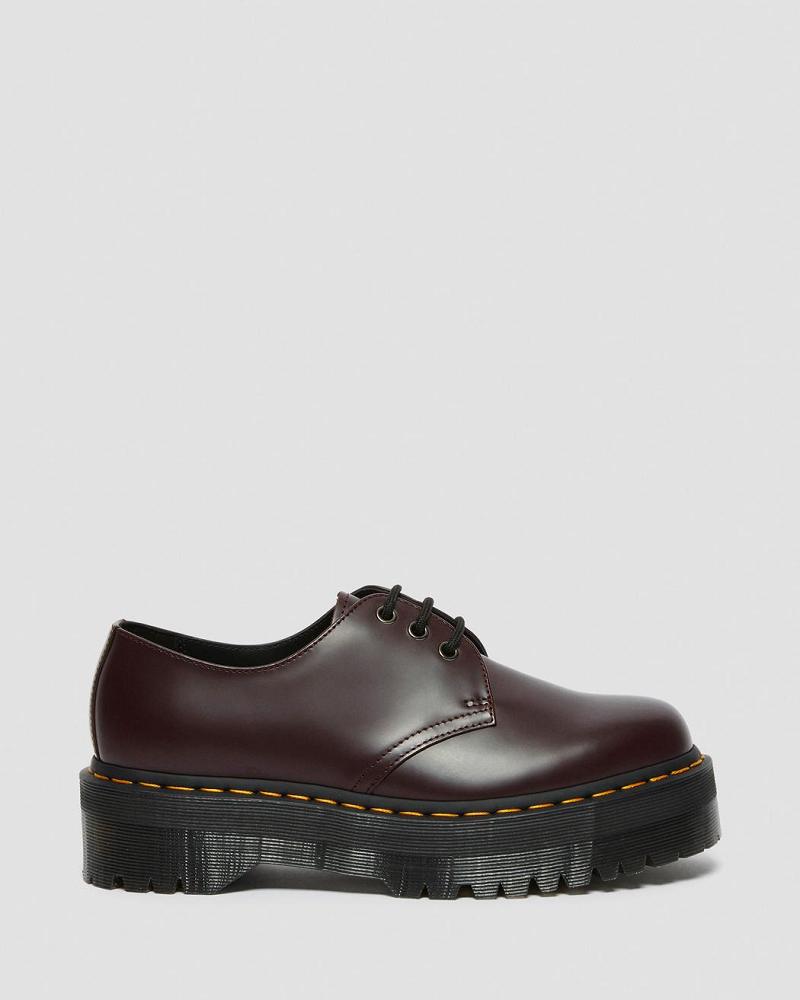 Dr Martens 1461 Smooth Læder Platform Sko Dame Bordeaux | DK 388GSO